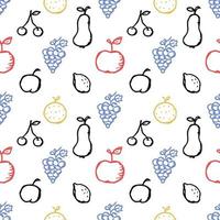 motif de fruits sans soudure. fond de doodle avec des icônes de fruits. fond de fruits vecteur