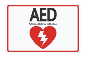 étiquette de signe symbole aed sur fond blanc vecteur