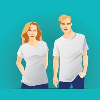 T-shirts Modèle avec Body Hommes et Femmes vecteur