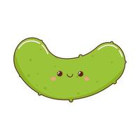 vert kawaii concombre avec sourire et yeux vecteur