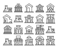 bâtiment Icônes ensemble ligne illustration vecteur