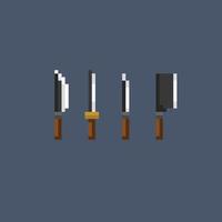 couteau collection ensemble dans pixel art style vecteur