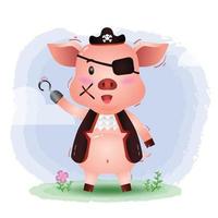 illustration vectorielle mignon pirates cochon vecteur