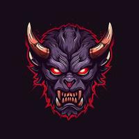 une logo de une en colère rouge diable diriger, conçu dans esports illustration style vecteur