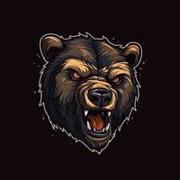 une logo de une en colère ours diriger, conçu dans esports illustration style vecteur