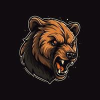 une logo de une en colère ours diriger, conçu dans esports illustration style vecteur