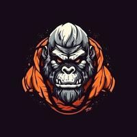 une logo de une en colère singe diriger, conçu dans esports illustration style vecteur