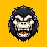 une logo de une en colère singe diriger, conçu dans esports illustration style vecteur