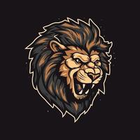 une logo de une en colère Lion diriger, conçu dans esports illustration style vecteur