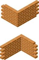 mur de briques rouges de la maison. élément de construction de bâtiments. coin d'objet en pierre. illustration isométrique. symbole de protection et de sécurité vecteur
