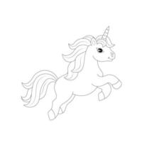 noir et blanc ligne art Licorne des gamins illustration vecteur