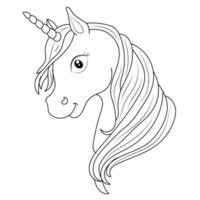 noir et blanc ligne art Licorne des gamins illustration vecteur