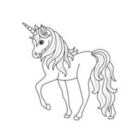 noir et blanc ligne art Licorne des gamins illustration vecteur