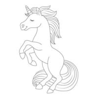 noir et blanc ligne art Licorne des gamins illustration vecteur