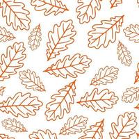 modèle sans couture avec des feuilles de chêne automne en orange, beige, marron. parfait pour le papier peint, le papier cadeau, les motifs de remplissage, l'arrière-plan de la page Web, les cartes de voeux d'automne. vecteur