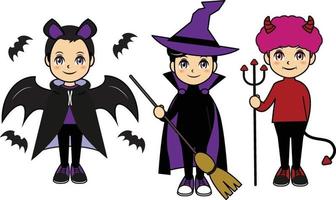 enfants sur illustration de costume halloween
