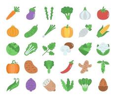 icônes vectorielles plat végétarien vecteur