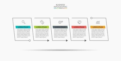 modèle de flèche infographique fine ligne avec 5 options vecteur