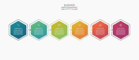 modèle de conception infographique fine ligne avec 6 options vecteur