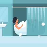 graphique de une femme prise une une baignoire vecteur