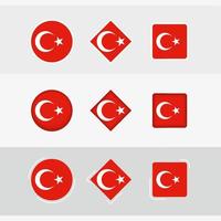 dinde drapeau Icônes ensemble, vecteur drapeau de Turquie.