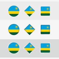 Rwanda drapeau Icônes ensemble, vecteur drapeau de Rwanda.