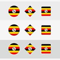 Ouganda drapeau Icônes ensemble, vecteur drapeau de Ouganda.