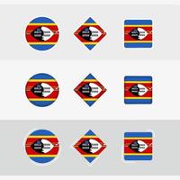 Swaziland drapeau Icônes ensemble, vecteur drapeau de swaziland.