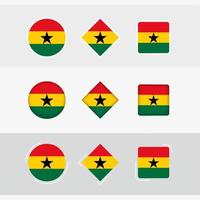 Ghana drapeau Icônes ensemble, vecteur drapeau de Ghana.