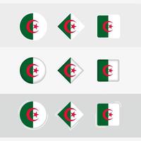 Algérie drapeau Icônes ensemble, vecteur drapeau de Algérie.