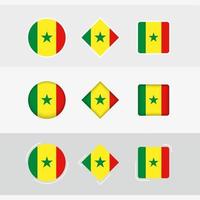 Sénégal drapeau Icônes ensemble, vecteur drapeau de Sénégal.