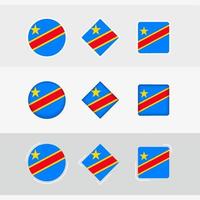 dr Congo drapeau Icônes ensemble, vecteur drapeau de dr congo.