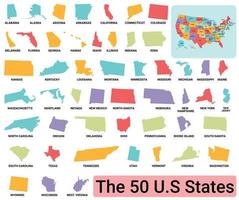 Etats-Unis carte divisé Etat vecteur