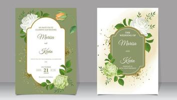 lumière vert et blanc floral luxe mariage invitation sur une vert Contexte vecteur