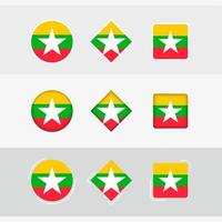 myanmar drapeau Icônes ensemble, vecteur drapeau de Birmanie.