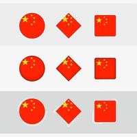 Chine drapeau Icônes ensemble, vecteur drapeau de Chine.