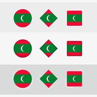 Maldives drapeau Icônes ensemble, vecteur drapeau de Maldives.