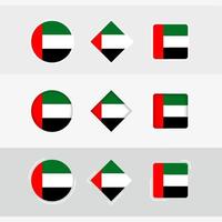 uni arabe émirats drapeau Icônes ensemble, vecteur drapeau de uni arabe émirats.