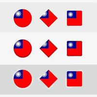 Taïwan drapeau Icônes ensemble, vecteur drapeau de Taïwan.