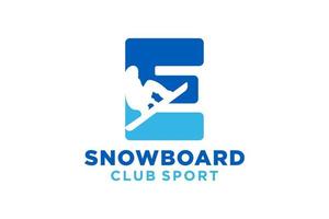 vecteur initiales lettre e avec snowboard Créatif géométrique moderne logo conception.