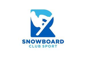 vecteur initiales lettre r avec snowboard Créatif géométrique moderne logo conception.