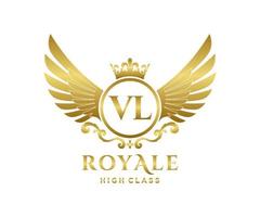 d'or lettre vl modèle logo luxe or lettre avec couronne. monogramme alphabet . magnifique Royal initiales lettre. vecteur