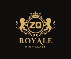 d'or lettre zq modèle logo luxe or lettre avec couronne. monogramme alphabet . magnifique Royal initiales lettre. vecteur
