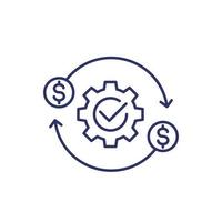 icône d'optimisation des coûts et d'efficacité de la production, ligne vecteur