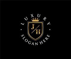 modèle de logo de luxe royal de lettre jh initial dans l'art vectoriel pour le restaurant, la royauté, la boutique, le café, l'hôtel, l'héraldique, les bijoux, la mode et d'autres illustrations vectorielles.