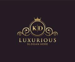 modèle initial de logo de luxe royal de lettre kd dans l'art vectoriel pour le restaurant, la royauté, la boutique, le café, l'hôtel, l'héraldique, les bijoux, la mode et d'autres illustrations vectorielles.