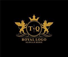 initiale tq lettre Lion Royal luxe héraldique, crête logo modèle dans vecteur art pour restaurant, royalties, boutique, café, hôtel, héraldique, bijoux, mode et autre vecteur illustration.
