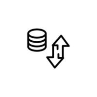pièce de monnaie avec flèches graphique la finance signe symbole, ligne icône vecteur