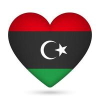 Libye drapeau dans cœur forme. vecteur illustration.