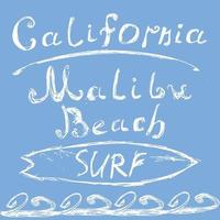 Californie surf malibu sur bleu vecteur